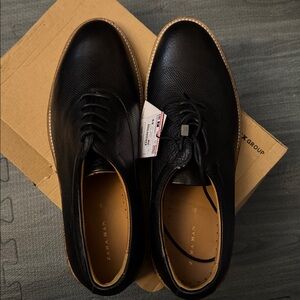 Zara Black Leather Oxfords with Tan Sole